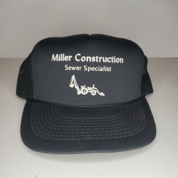 Miller Construction Sewer Specialist Men’s Black Adjustable Snapback Hat Cap - Picture 1 of 12